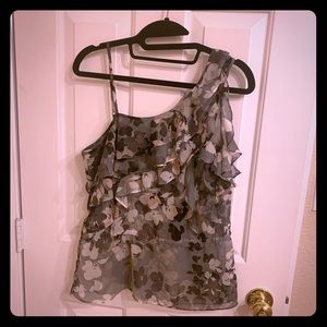 Express ruffle floral shear top S
